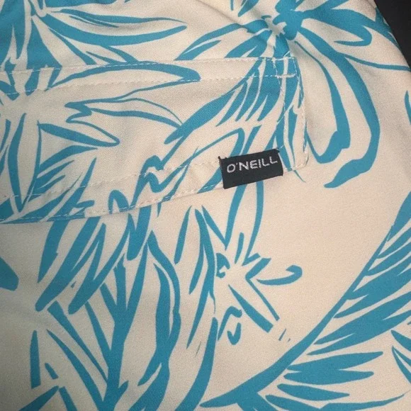 O'Neill Swim Trunks Mens L Blue Floral Elastic Waist Board Shorts Beach Surf - Picture 7 of 7
